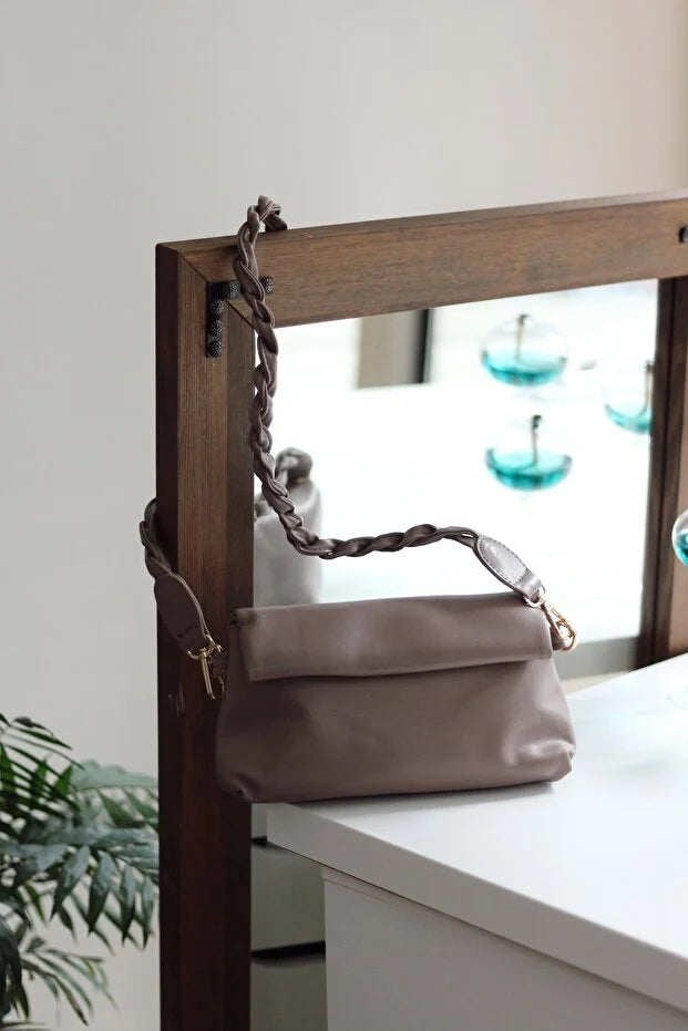 Moom Bag Women's Baby Blue Knitted Handle Soft Textured Drawstring Shoulder Bag