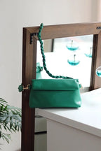 Moom Bag Women's Baby Blue Knitted Handle Soft Textured Drawstring Shoulder Bag