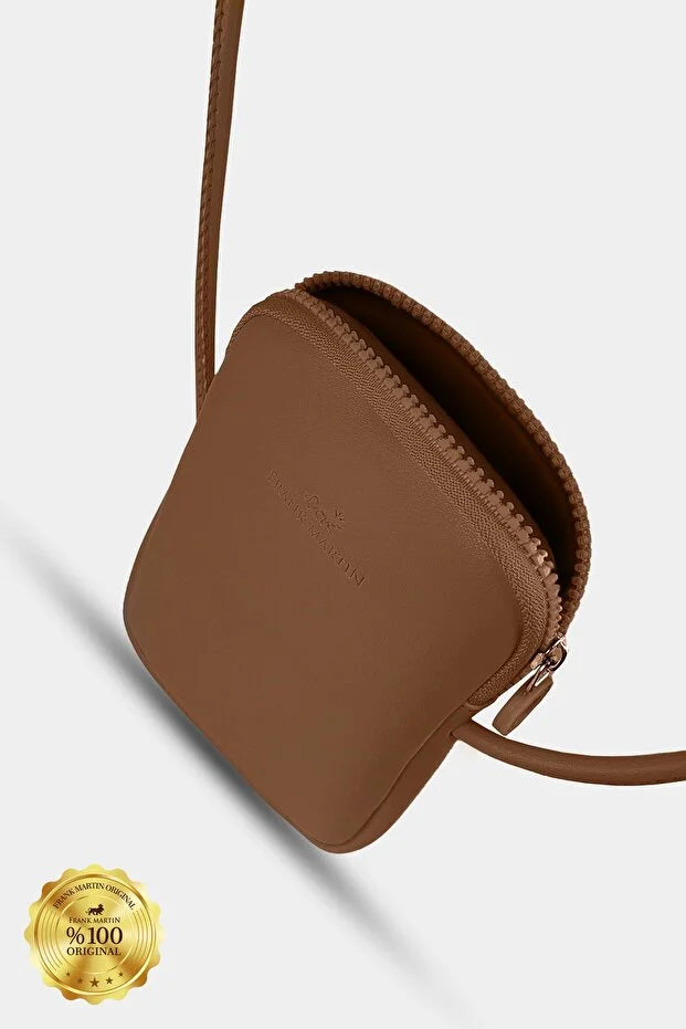Frank Martin Venice Original - Tan Phone Holder Shoulder Bag with Cross Adjustable Strap and Zipper