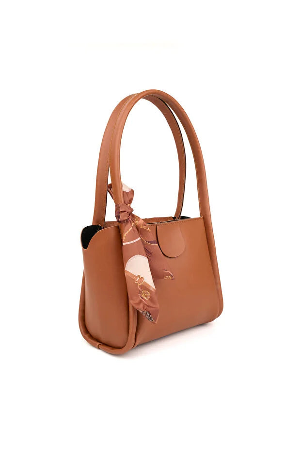 MYSTOBAG Women's Scarf Zipper Closure Shopper Hand and Shoulder Bag