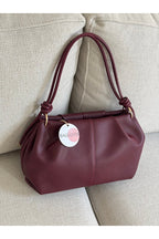 BAGLOVİS Women's Knot Detailed Medium Size Burgundy Faux Leather Zippered Shoulder Bag En35 Boy20