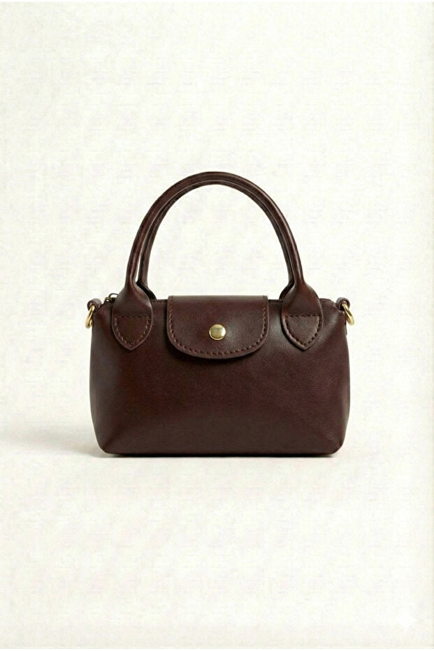 PurpleART Women's Bitter Brown Mini Hand and Shoulder Bag 13X20Cm