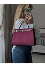 mèche atelier since 2024 Merlin Women's Suede Hand and Shoulder Bag Burgundy