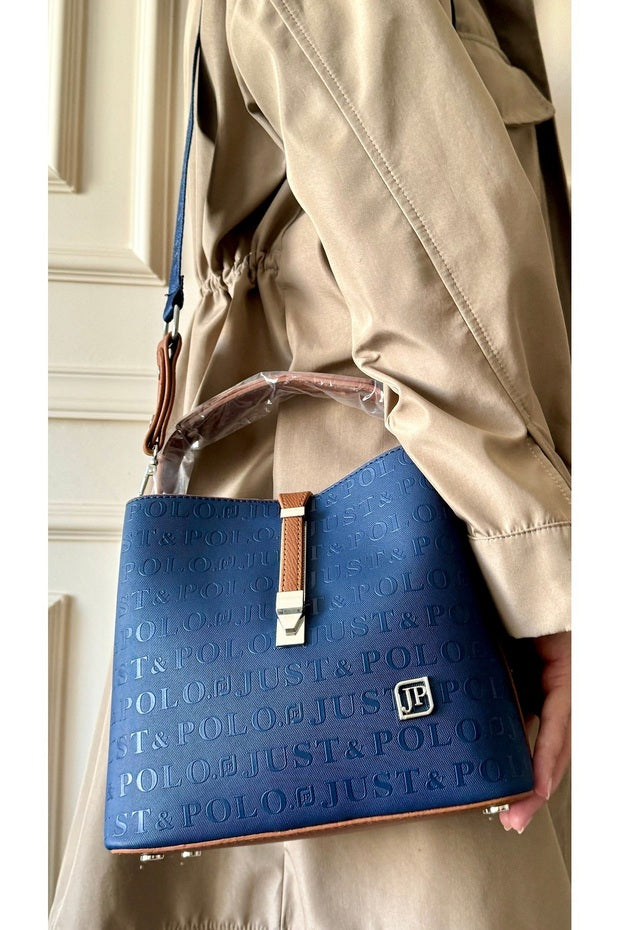 Original Justpolo Women's Dark Blue 5 Compartment Hand and Shoulder Bag