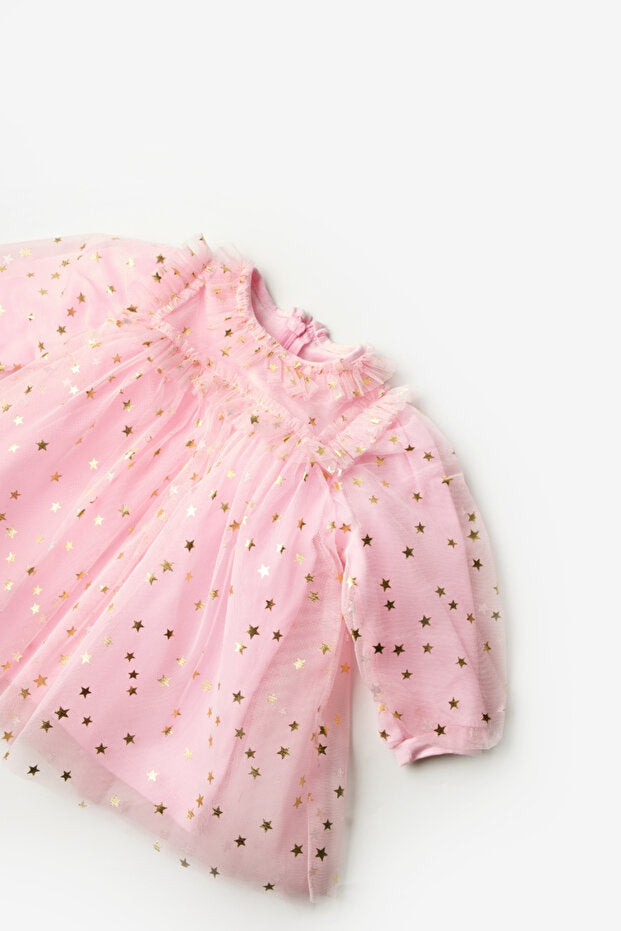 Le Mabelle Pink Star Detailed Baby Girl Tulle Dress - Vanessa