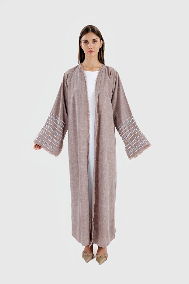 Ophelia Pearl Linen Abaya – Lightweight & Elegant Modest Wear for Women