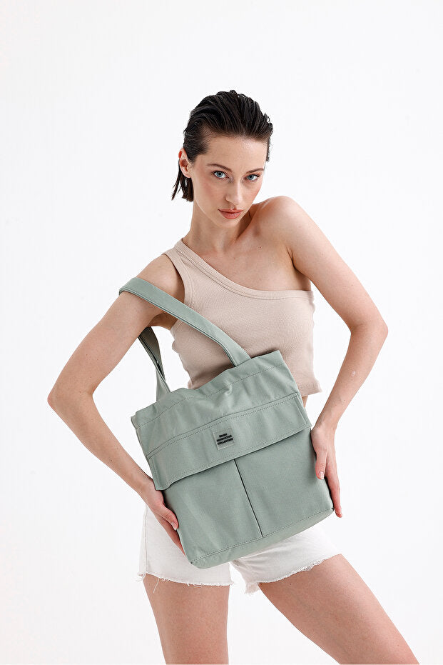 iRush Green H0002 Daily Women's Shoulder Bag - 3 Compartments, Cover, Canvas Fabric, L:35 E:35