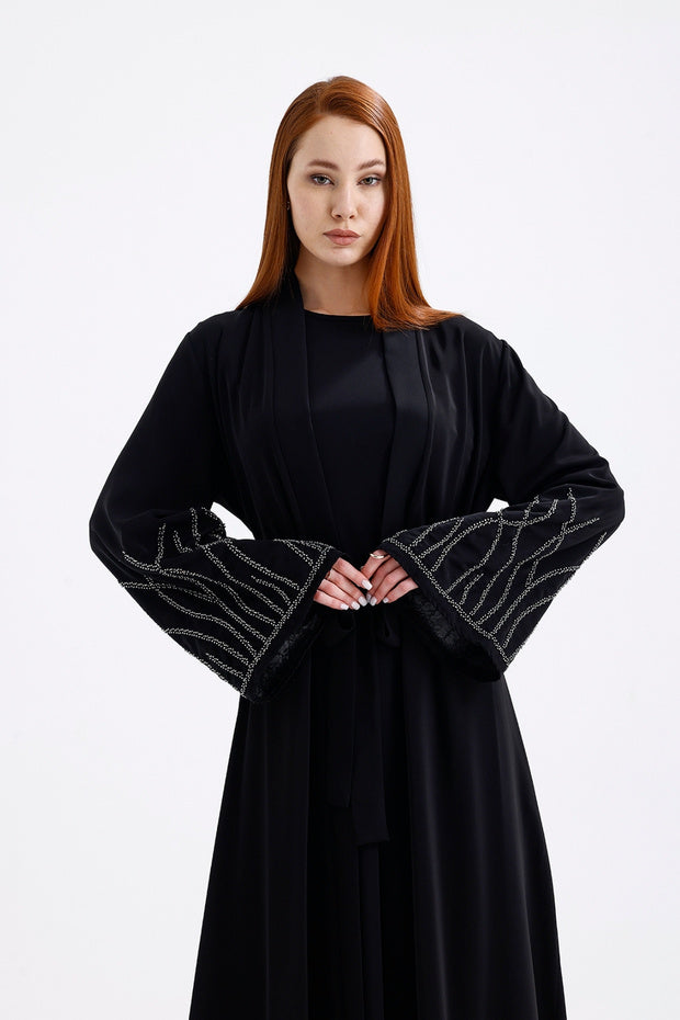 LEYLA STORE Stylish Stone Detailed Black Ferace