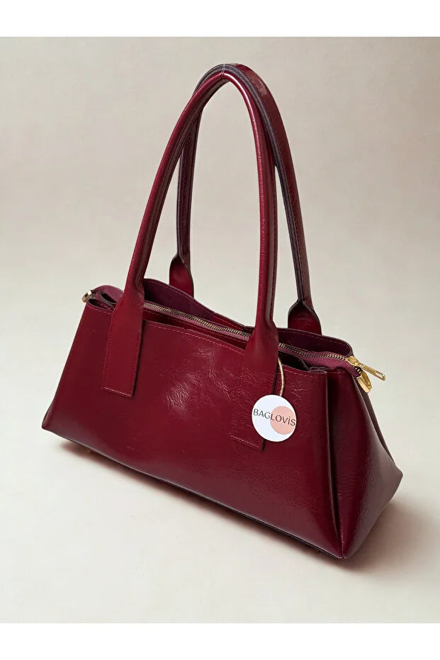Burgundy Suede Women's Shoulder and Shoulder Bag En32 Boy16