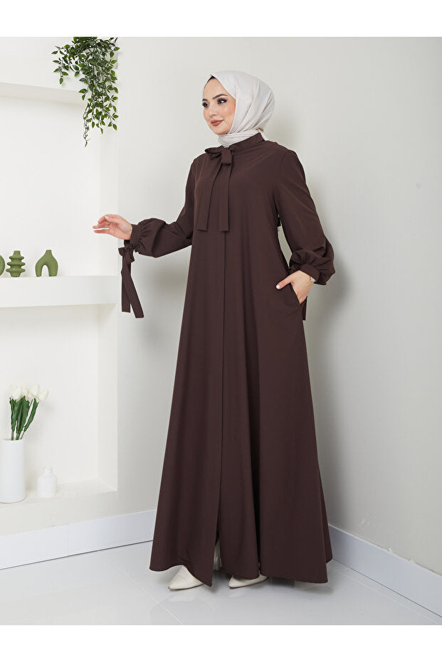 Ayşe Melek Fashion Women's Evening Dress with Scarf Collar Ferace - 2662