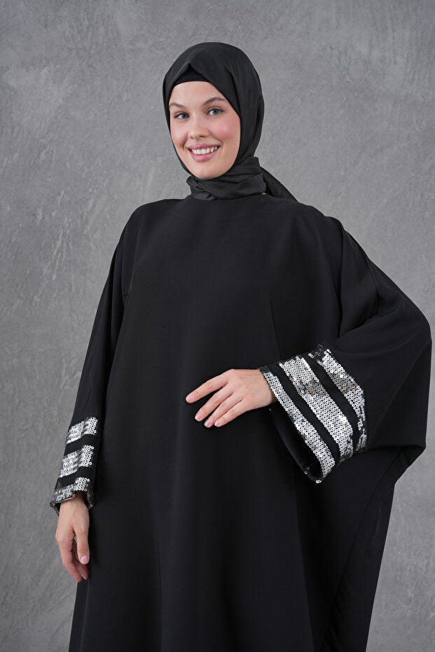 Ferace Abaya with Sequin Stripe Detail on the Collar