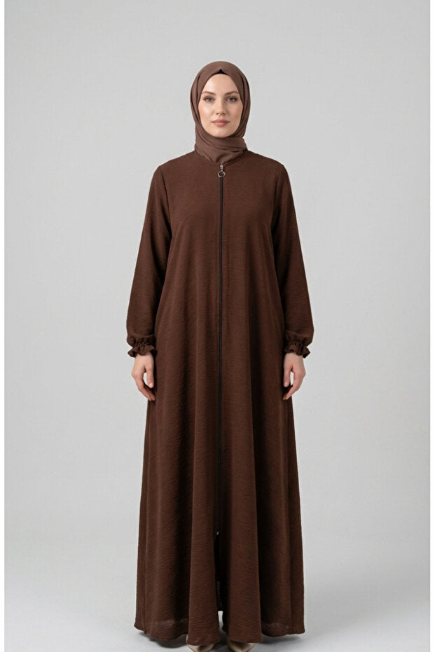 sefamerve Aerobin Fabric Sleeve Elastic Zippered Mevlana Ferace 4140-01 Brown