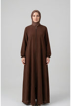 sefamerve Aerobin Fabric Sleeve Elastic Zippered Mevlana Ferace 4140-01 Brown