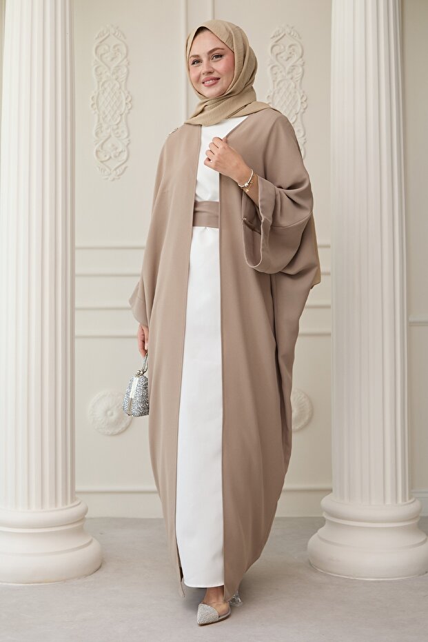 InStyle Abaya with Beige Draped Stone Dress