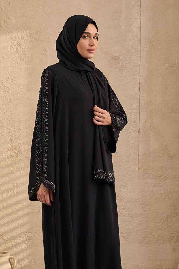 arga prive Special Design Navy Blue Shawl Suit Ferace