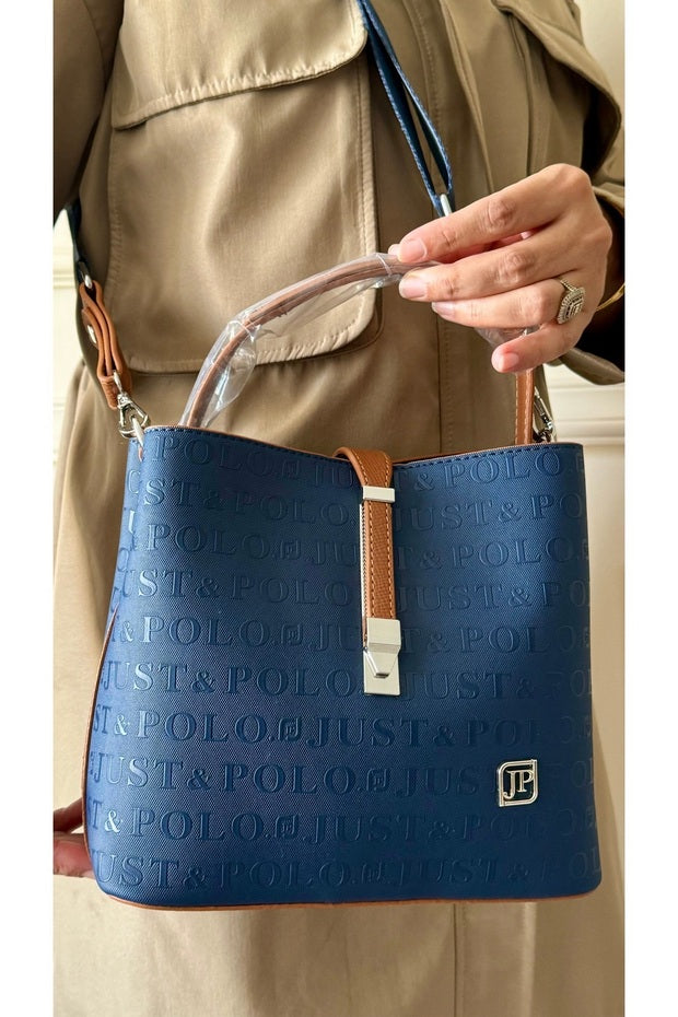 Original Justpolo Women's Dark Blue 5 Compartment Hand and Shoulder Bag
