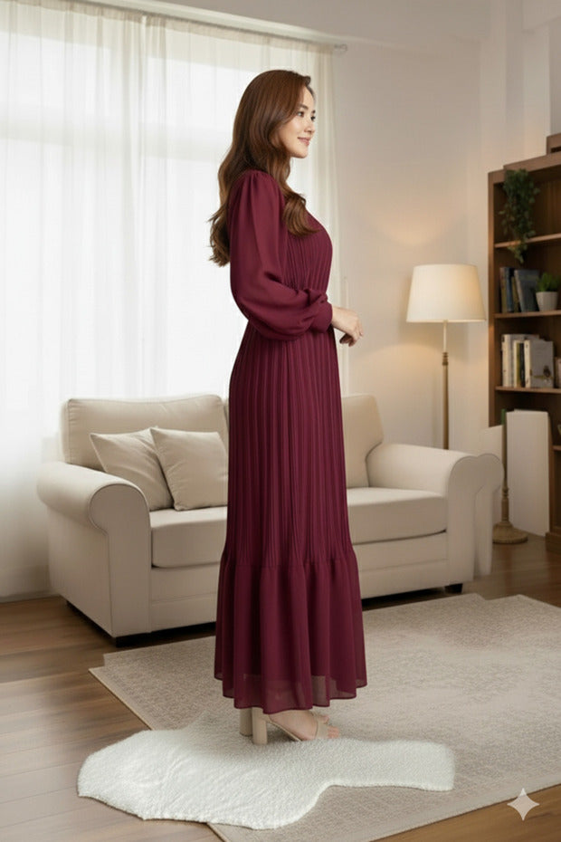 STYLE NİŞANTAŞI Chiffon Pleated Dress