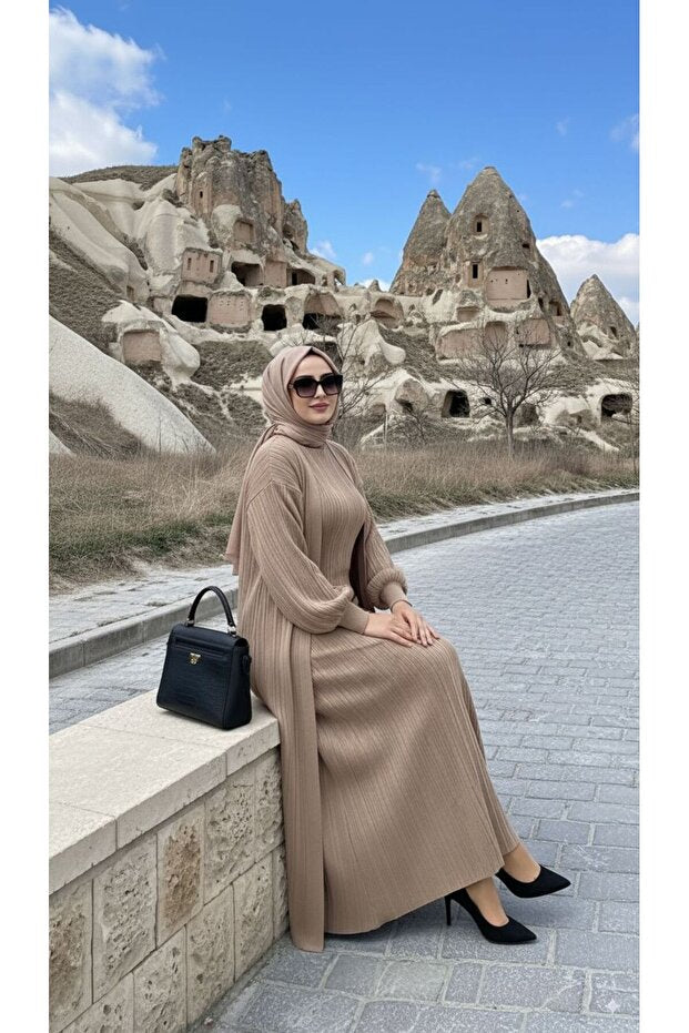 ZEROGAPRİSE Hirkali Fisherman Neck Tricot Dress