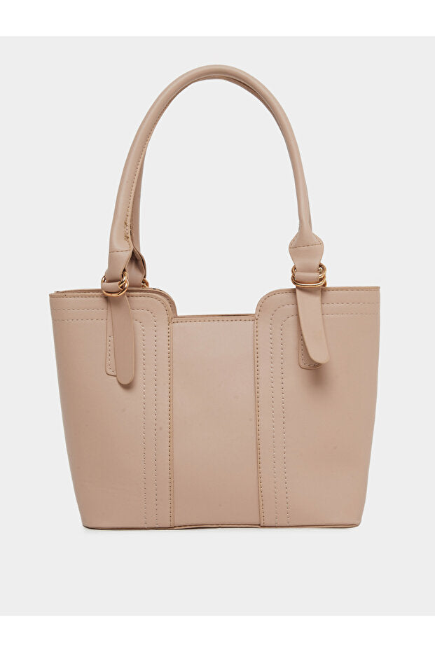 Styli Contrast Stitch Shoulder Bag with Zip Closure