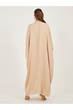 Styli Textured Batwing Sleeve Abaya with Lace Detail