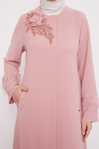 Levidor Powder Stone Embroidered Feather Detailed Ferace