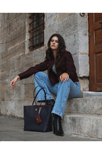 U.S. Polo Assn. Navy Blue-Claret Red Women's Shoulder Bag Us26303