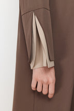 Trendyol Modest Brown Stone Color Blocked Long Aerobin Woven Cap & Ferace & Abaya TCTSS24KF00011