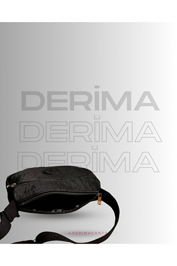 DERİMA Water Resistant Three Compartment Crinkle Fabric Crossbody and Shoulder Bag