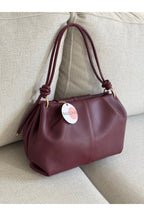BAGLOVİS Women's Knot Detailed Medium Size Burgundy Faux Leather Zippered Shoulder Bag En35 Boy20