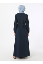 Refka Medina Silk Ferace with Gathered Sleeves - Navy Blue - Refka
