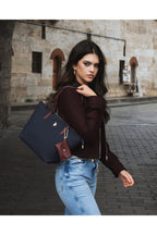 U.S. Polo Assn. Navy Blue-Claret Red Women's Shoulder Bag Us26303