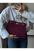 mèche atelier since 2024 Merlin Women's Suede Hand and Shoulder Bag Burgundy