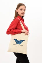 Çınar Bez Çanta Become The Change Printed Raw Cloth Bag
