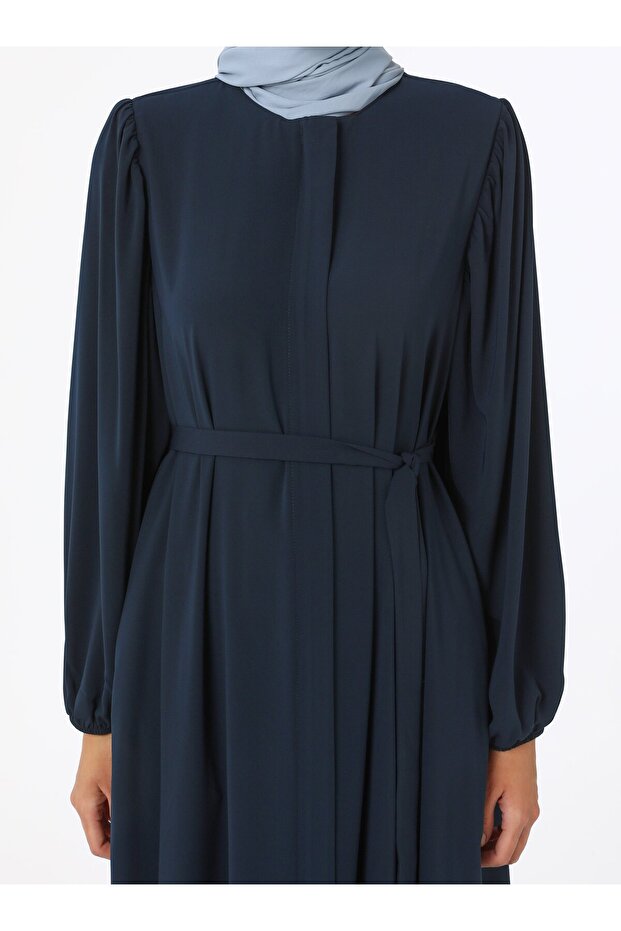 Refka Medina Silk Ferace with Gathered Sleeves - Navy Blue - Refka