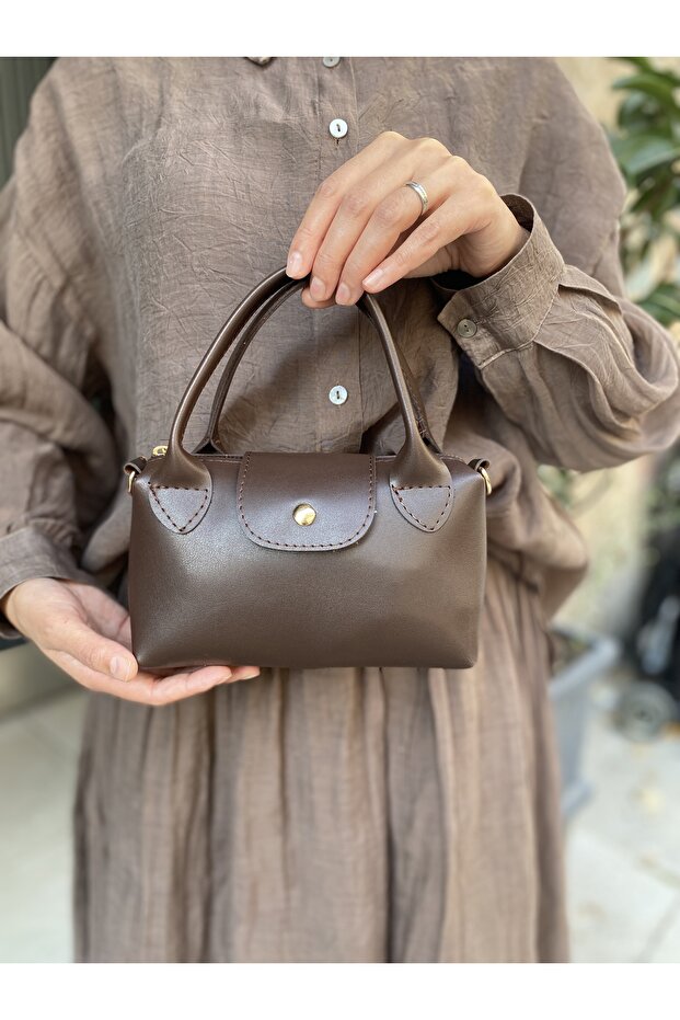 PurpleART Women's Bitter Brown Mini Hand and Shoulder Bag 13X20Cm