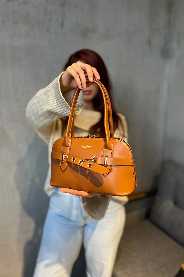 torime Burgundy Belt Detailed Vegan Leather Women's Crossbody Bag – Elegant & Versatile