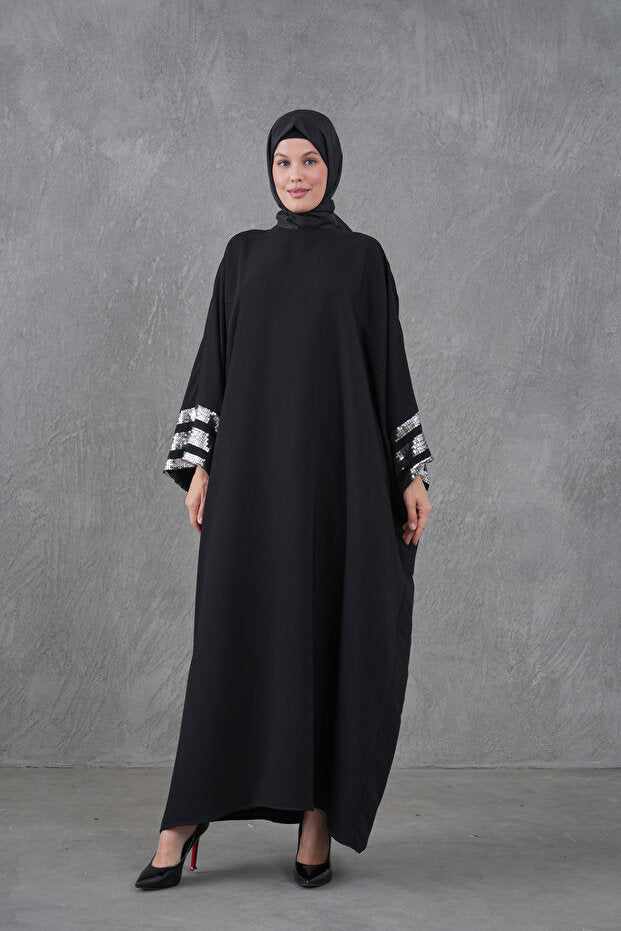 Ferace Abaya with Sequin Stripe Detail on the Collar