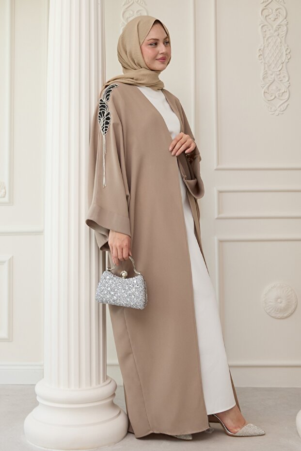 InStyle Abaya with Beige Draped Stone Dress