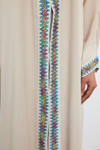 Stone Piping Detailed Woven Cap & Ferace & Abaya & Kimono Tctss24Kf00033
