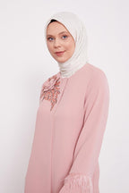 Levidor Powder Stone Embroidered Feather Detailed Ferace