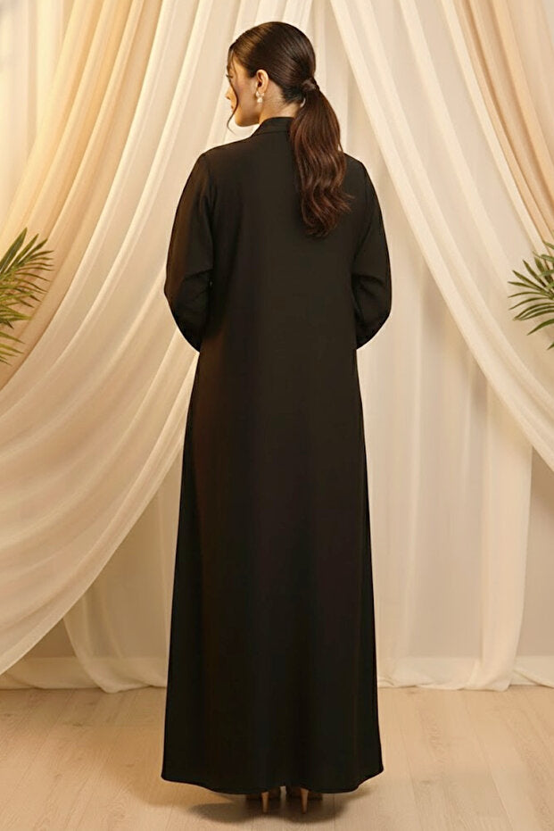 Muchmy Premium Black Embroidered Abaya 2 Pieces With Inner For Women's Casual Muslim Ladies Abayas Dress