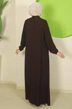 hafsamina Piping Detailed Ferace Bitter Brown Hm2812