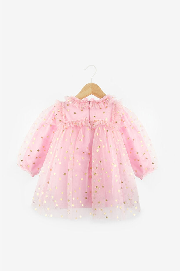 Le Mabelle Pink Star Detailed Baby Girl Tulle Dress - Vanessa