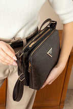 POLOGRAND London Original Women's 3 Compartment Luxury Soft Leather Stylish Model Adjustable Cross Strap Black Shoulder Bag