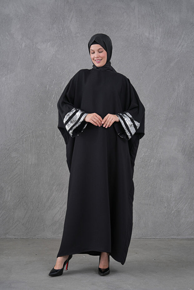 Ferace Abaya with Sequin Stripe Detail on the Collar