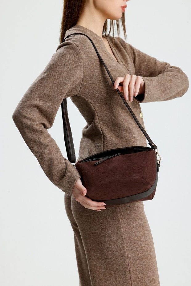 Women's Archel Suede Handbag Bitter Brown
