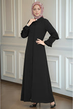 dilber fashion Ferace with Ruffled Sleeves and Hidden Zipper