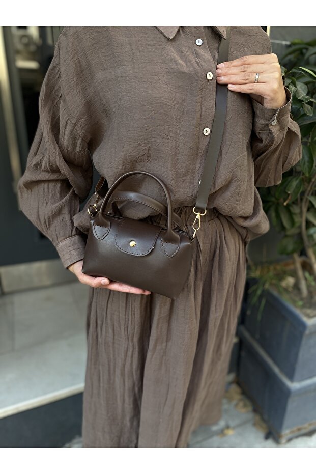 PurpleART Women's Bitter Brown Mini Hand and Shoulder Bag 13X20Cm