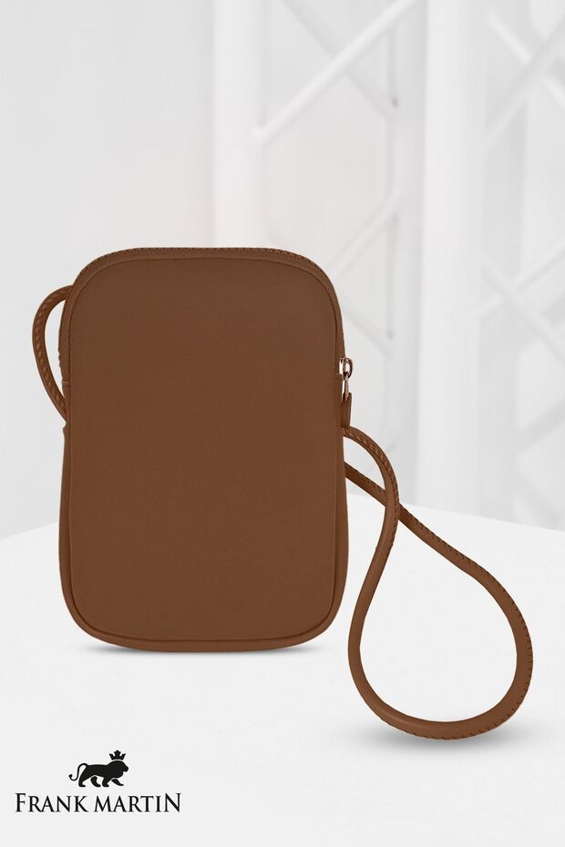 Frank Martin Venice Original - Tan Phone Holder Shoulder Bag with Cross Adjustable Strap and Zipper