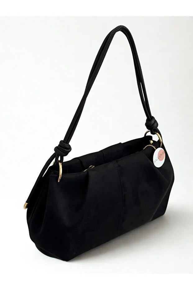 Women's Knot Detailed Medium Size Burgundy Faux Leather Zippered Shoulder Bag En35 Boy20